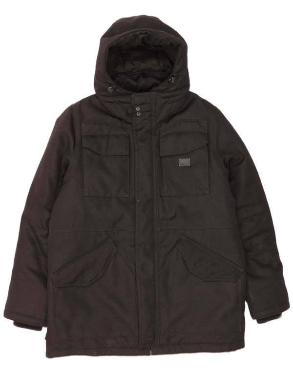 Jaqueta masculina acolchoada com capuz G-Star UK 40 grande poliéster preto