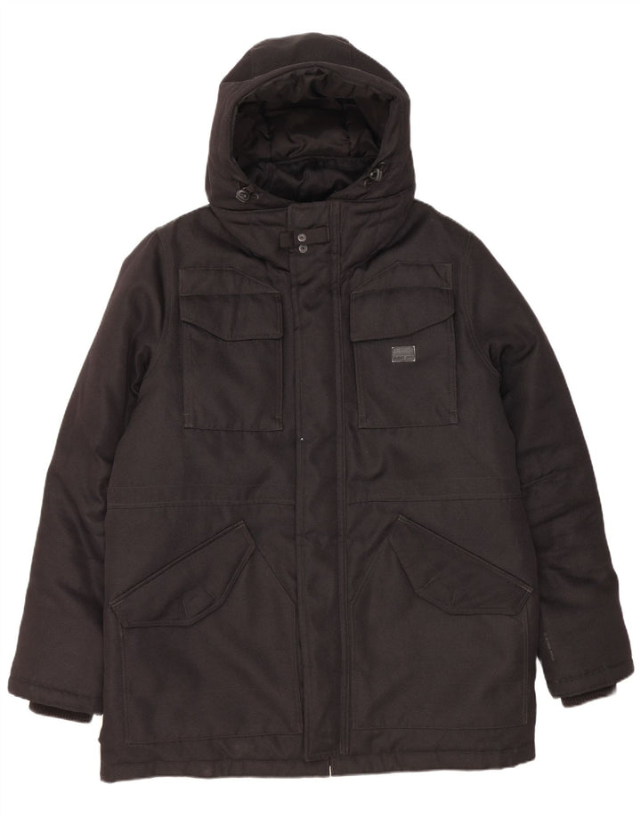 Jaqueta masculina acolchoada com capuz G-Star UK 40 grande poliéster preto