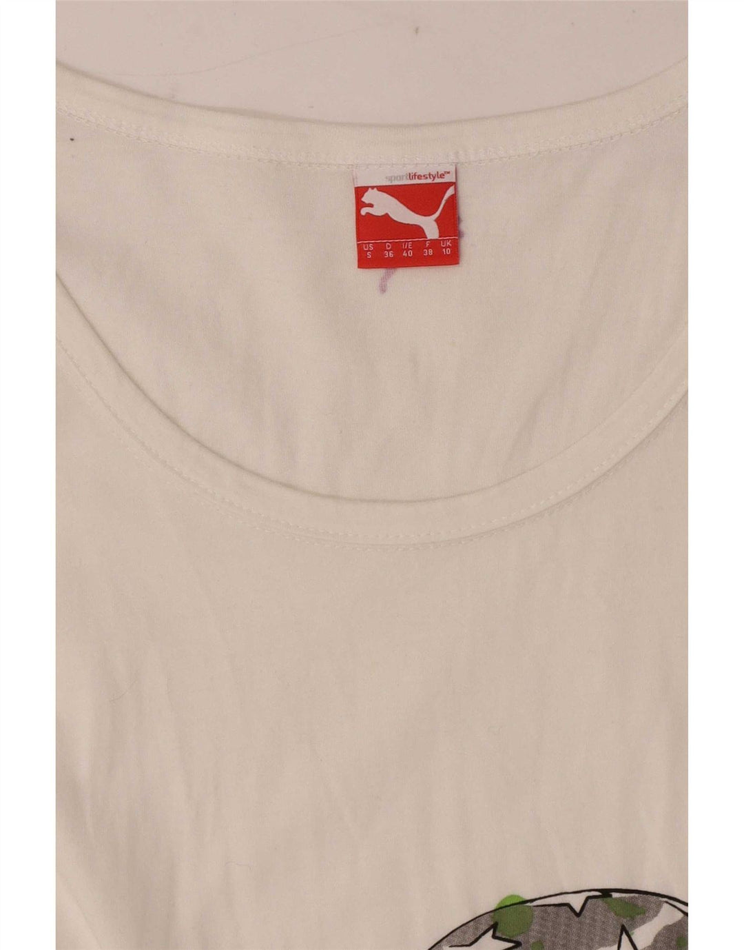 Puma Camiseta Feminina Regular Graphic Top UK 10 Pequena Branca