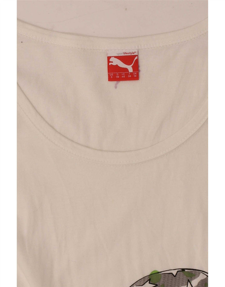 Puma Camiseta Feminina Regular Graphic Top UK 10 Pequena Branca