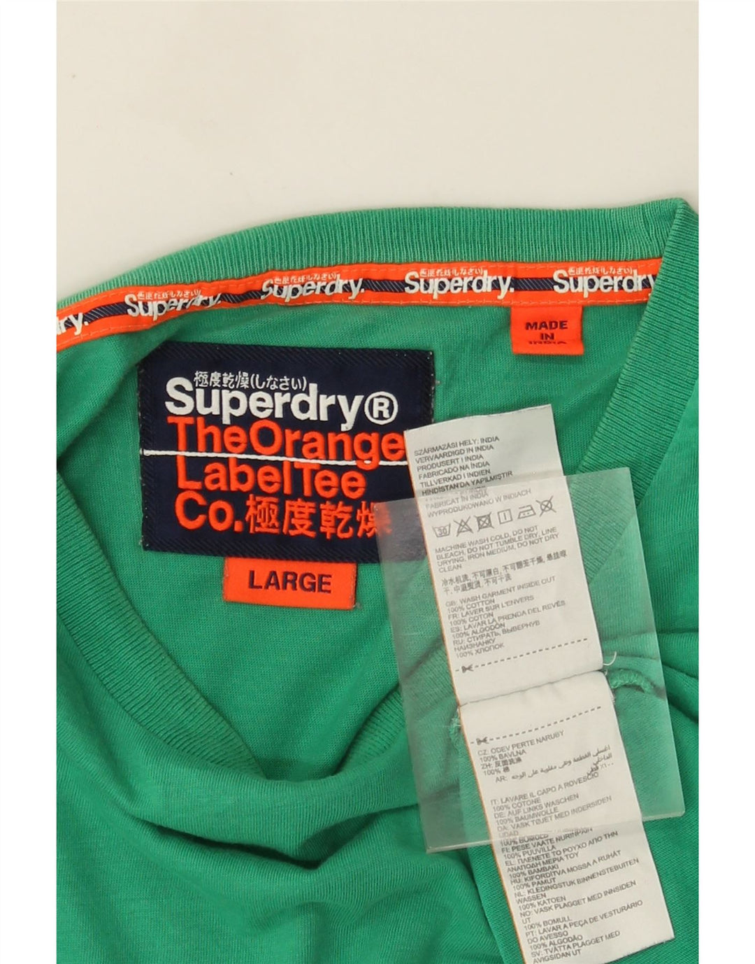Camiseta masculina SUPERDRY grande algodão verde