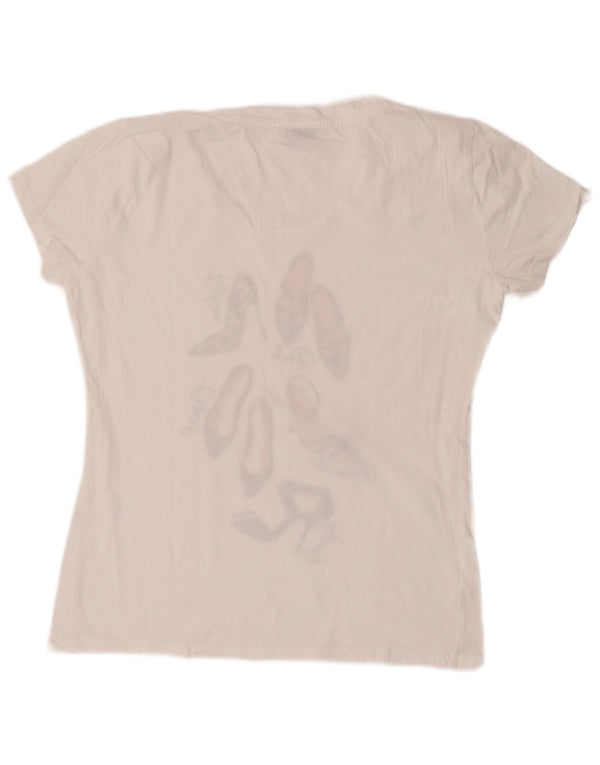 Camiseta feminina Liu Jo com estampa gráfica UK 14 médio branco