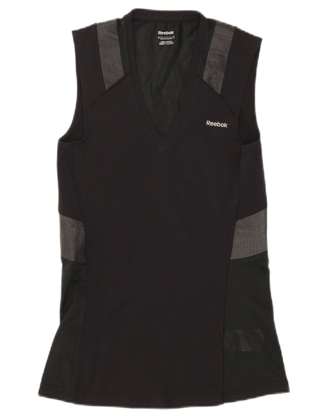 Reebok Womens Vest Top UK 12/14 Médio Preto Colorblock Algodão