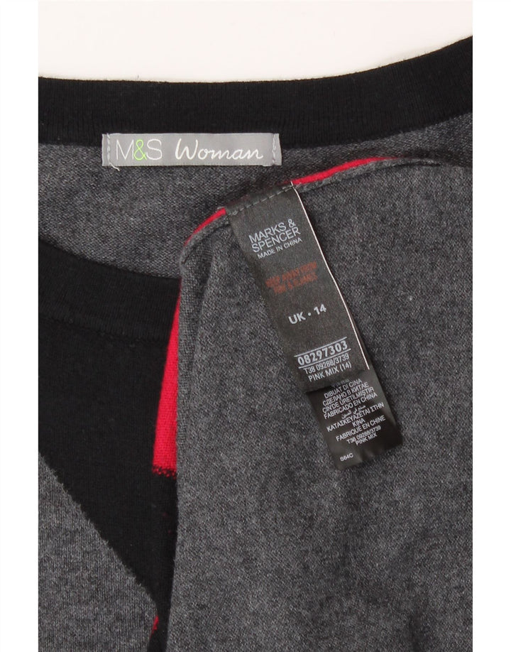 Vestido feminino Marks & Spencer Reino Unido 14 bloco colorido cinza médio