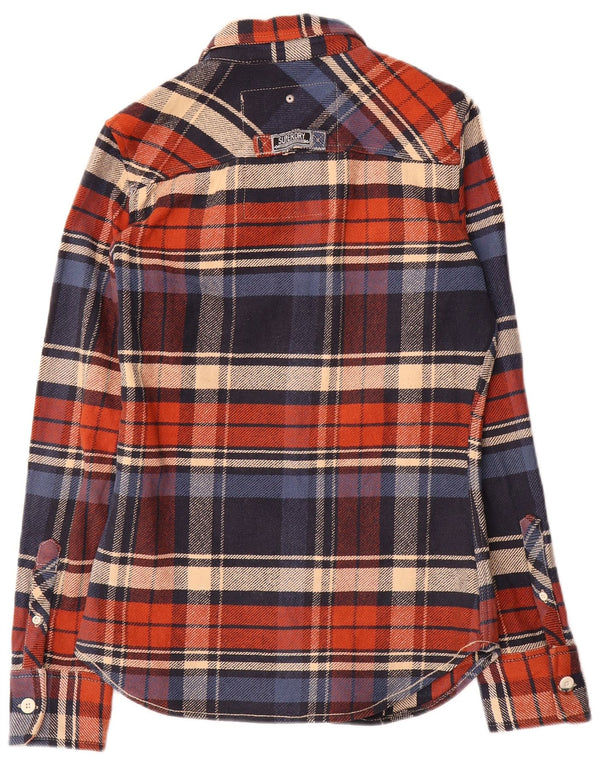 Camisa masculina Superdry de flanela pequena xadrez multicolorida de algodão