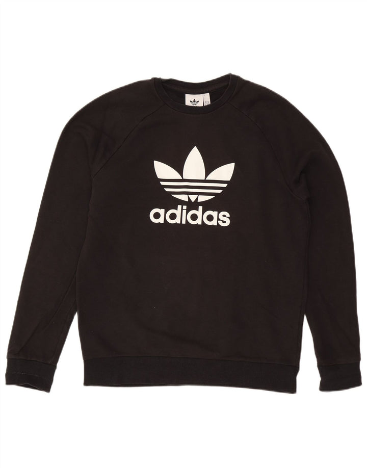 Adidas Mens Graphic Moletom Jumper Médio Algodão Preto