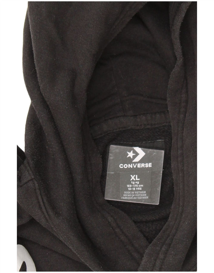 Suéter com capuz gráfico CONVERSE Boys 13-14 anos XL preto algodão