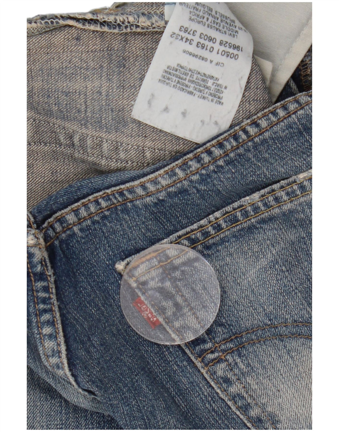 Calça Jeans Levis Masculina 501 Distressed Straight W34 L27 Azul Algodão