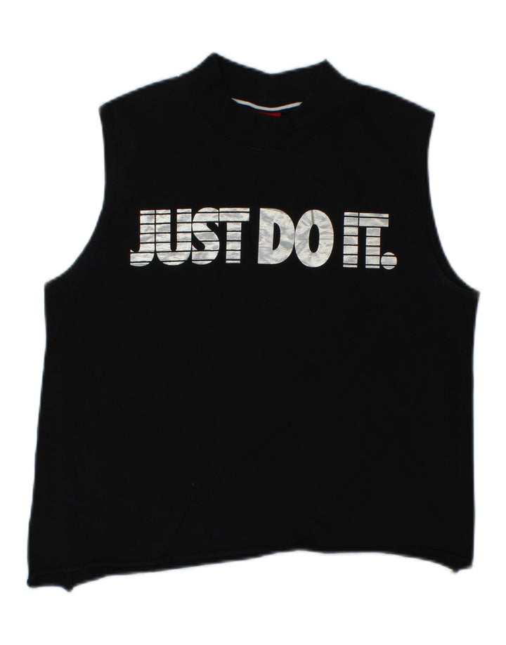 NIKE Womens Crop Graphic Vest Top UK 10 Small Black