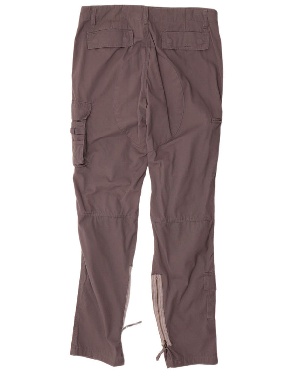 Calça cargo feminina Issaline cintura alta slim grande W34 L34 algodão cinza