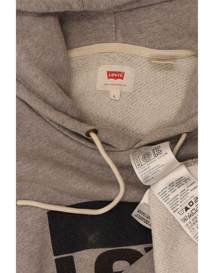 Suéter com capuz gráfico masculino LEVI'S grande algodão cinza