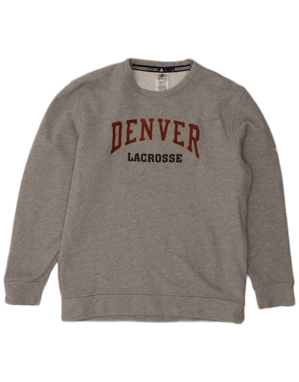 Adidas Mens Denver Lacrosse Graphic Moletom Jumper Grande Cinza Salpicado