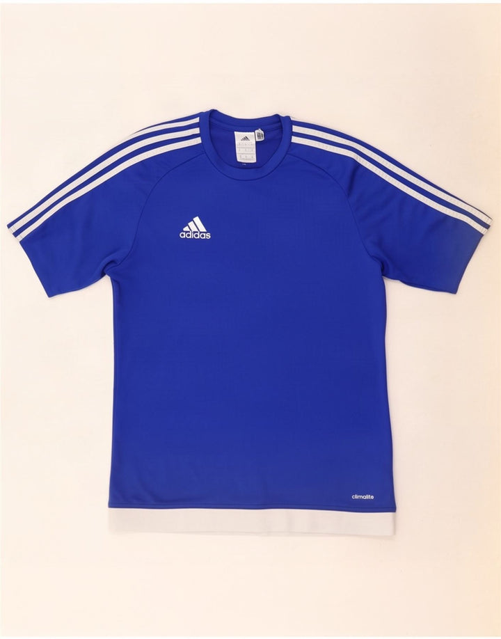Camiseta masculina Adidas Climalite Top pequeno azul colorblock poliéster