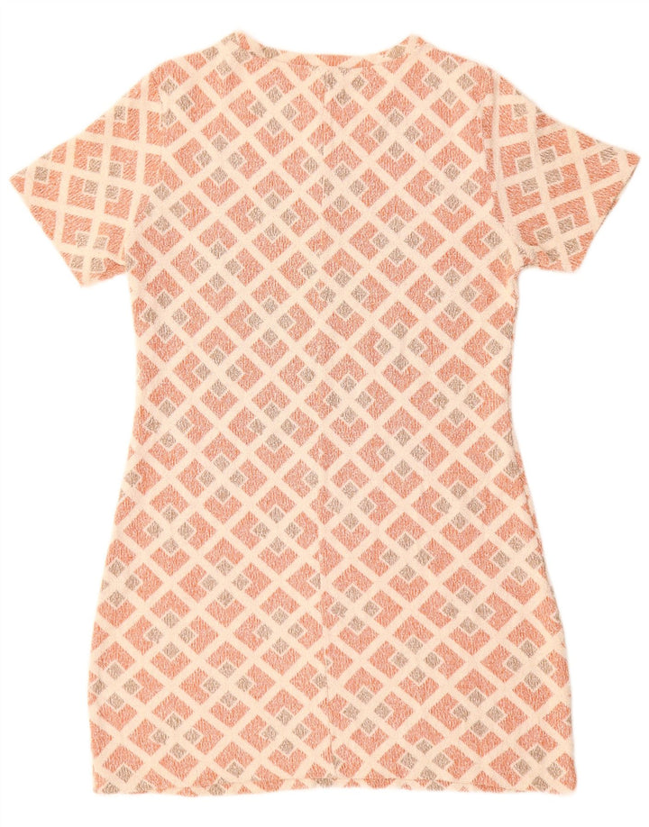 Vestido bainha feminino Zara Reino Unido 14 grande vermelho geométrico