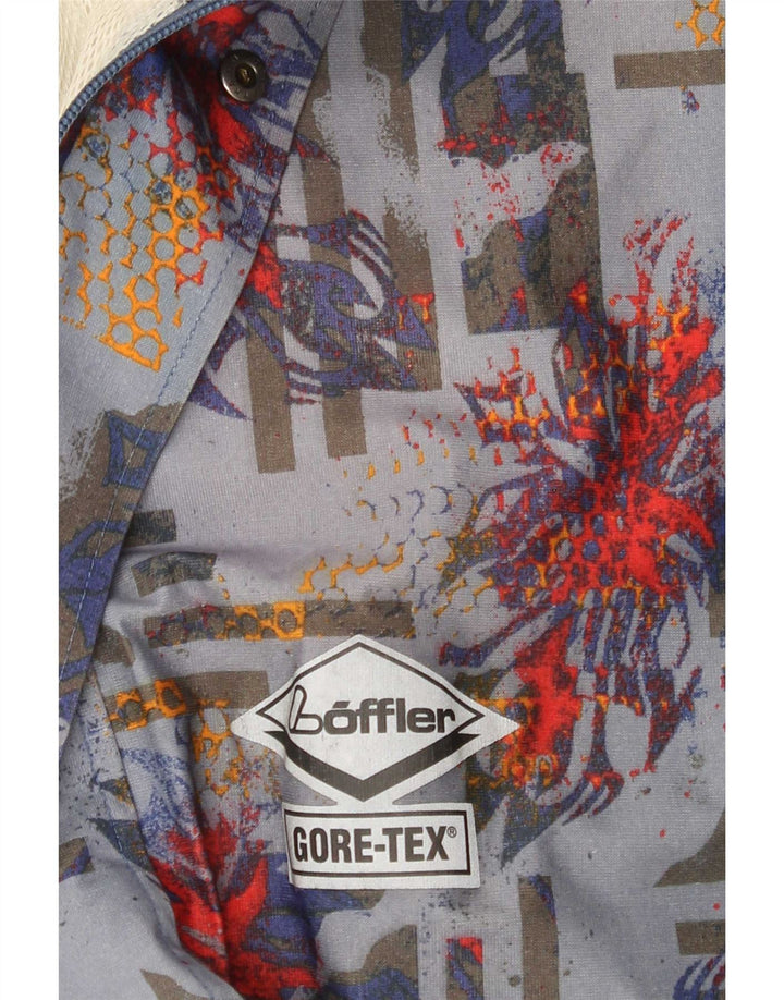 Jaqueta de chuva masculina Loffler com capuz UK 40 grande azul geométrica