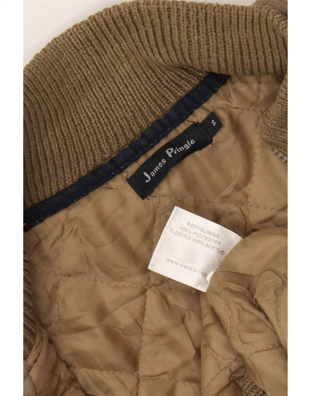 Jaqueta bomber masculina James Pringle de ajuste solto Reino Unido 36 poliéster marrom pequeno