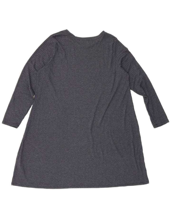 Vestido básico feminino de manga comprida Marks & Spencer UK 20 2XL azul marinho