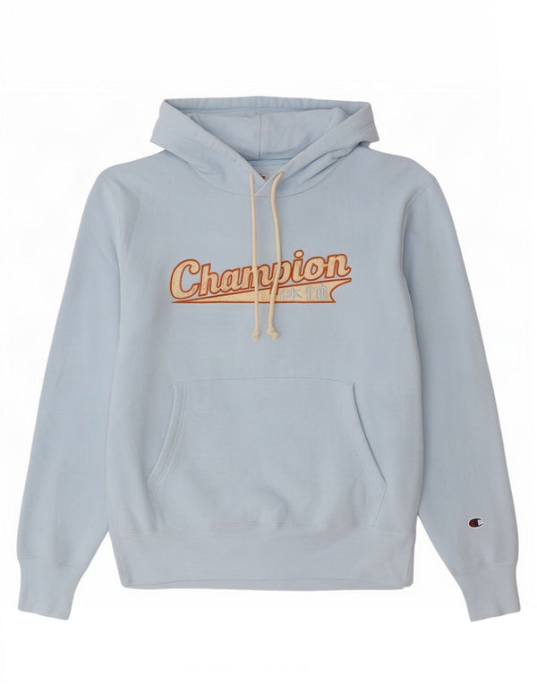 Jumper com capuz gráfico masculino Champion médio azul algodão