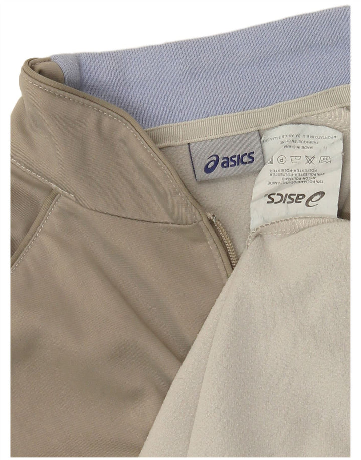 Asics Womens Tracksuit Top Jacket UK 14 Medium Khaki Poliamida