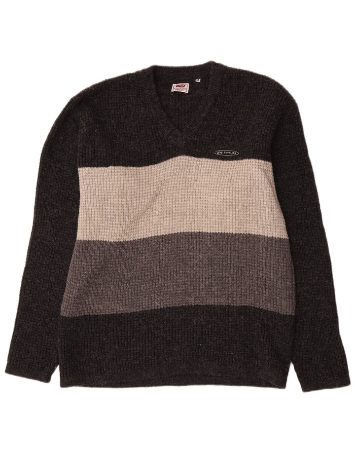 Suéter masculino Levi's com gola V e lã colorblock cinza médio