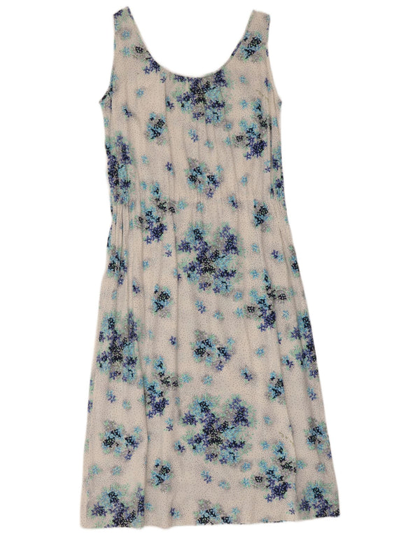 Vestido feminino vintage sem mangas linha A IT 46 grande floral branco