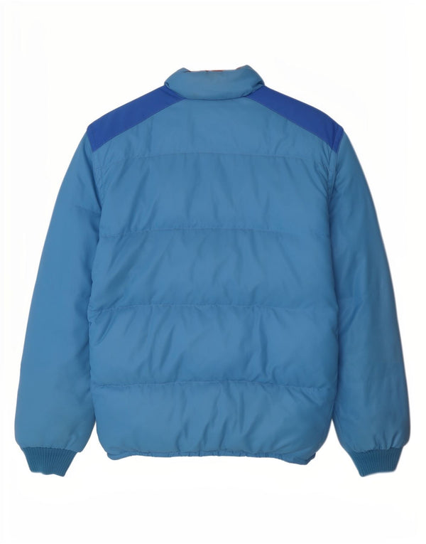 Jaqueta acolchoada masculina vintage UK 38 algodão colorblock azul médio