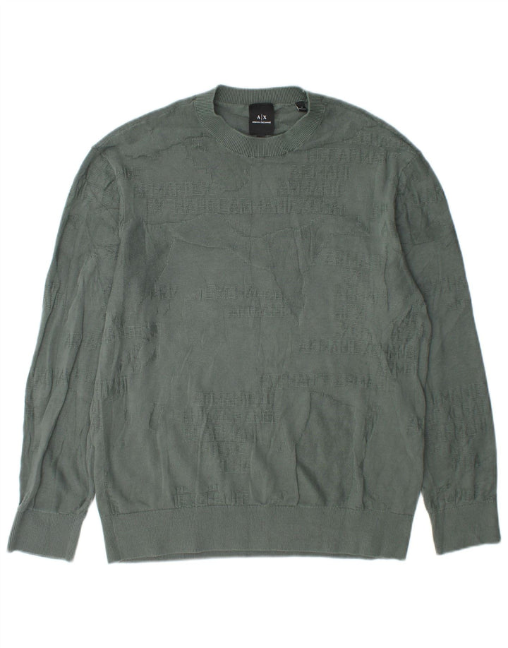 Suéter masculino Armani Exchange com gola redonda e algodão verde pequeno