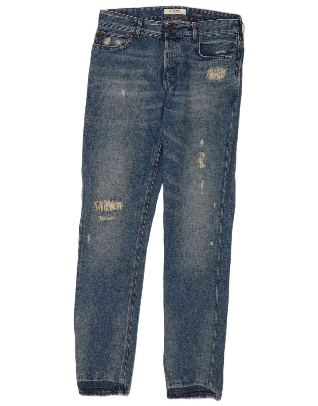 Calça jeans slim masculina Fat Face desgastada W32 L33 algodão azul