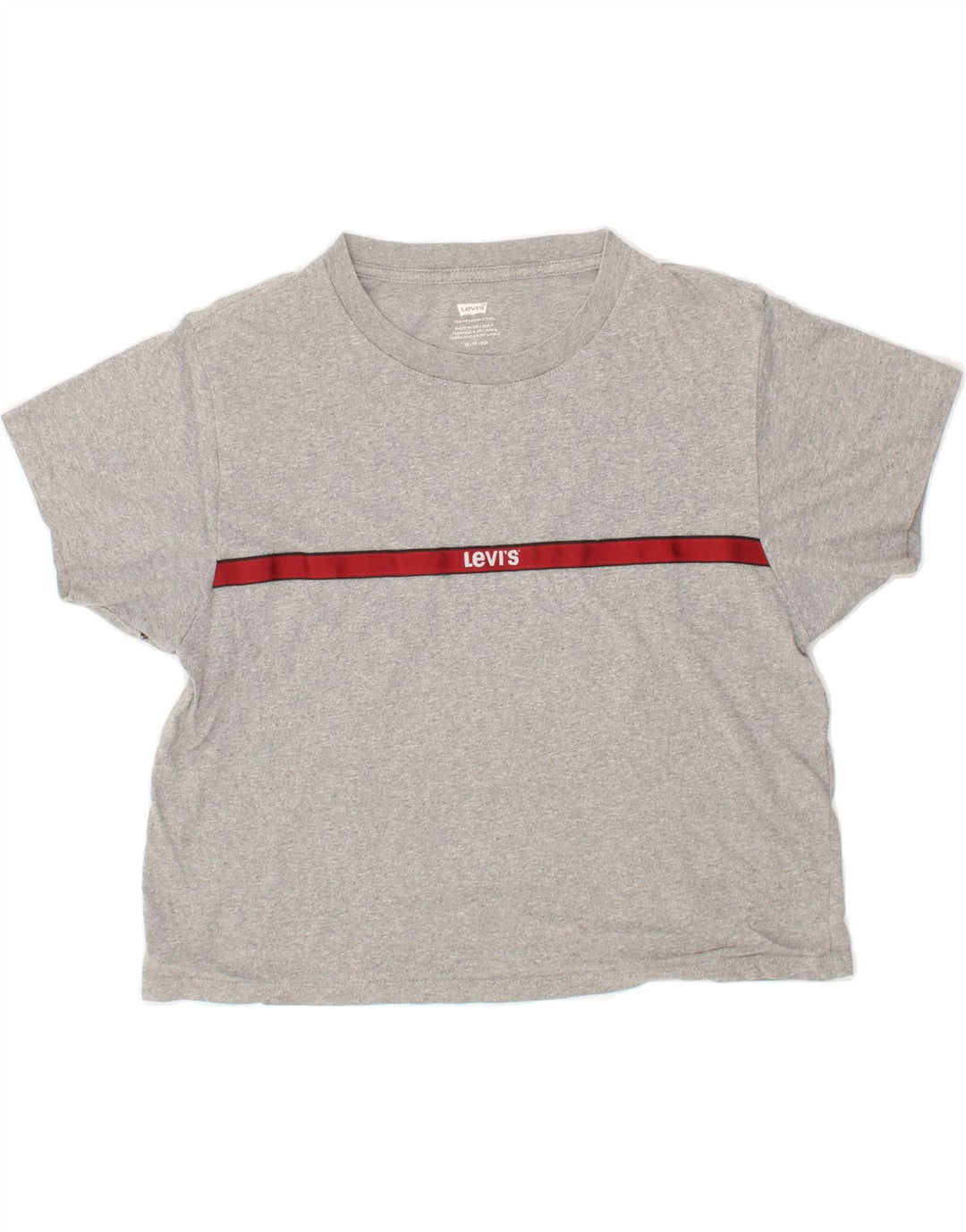LEVI'S Womens Oversized Crop T-Shirt Top UK 6 XS Grey Cotton Vintage Levi's and Second-Hand Levi's from Messina Hembry 
