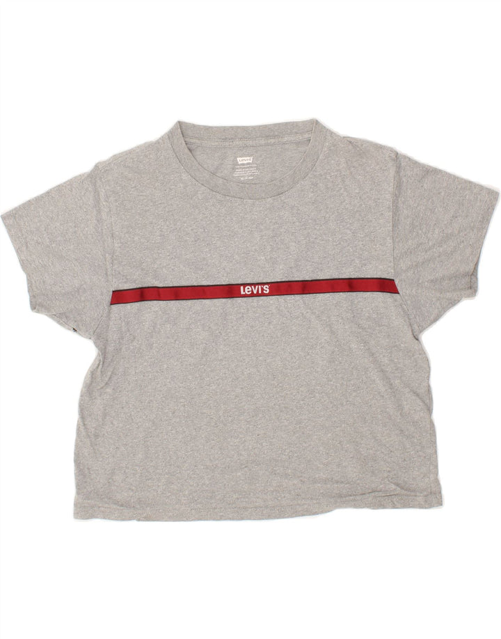 LEVI'S Womens Oversized Crop T-Shirt Top UK 6 XS Grey Cotton Vintage Levi's and Second-Hand Levi's from Messina Hembry 