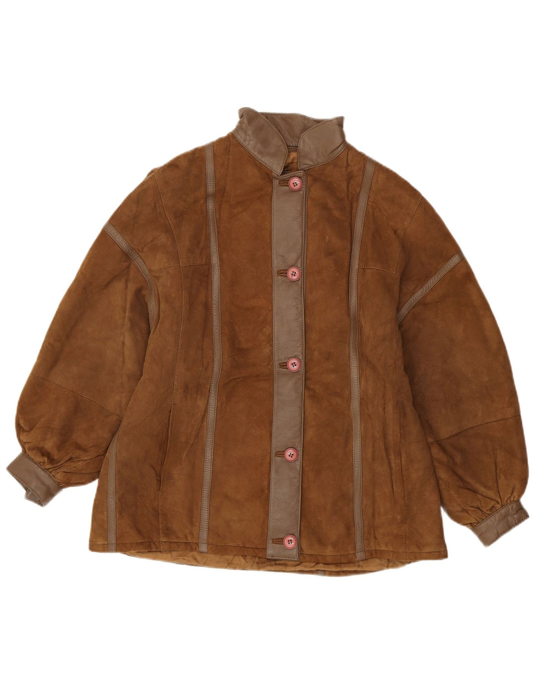 Jaqueta feminina vintage de camurça grande IT 42 marrom médio