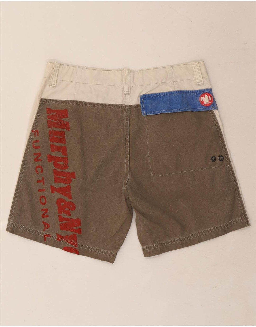 Shorts casuais gráficos masculinos Murphy & Nye W32 algodão colorblock branco médio