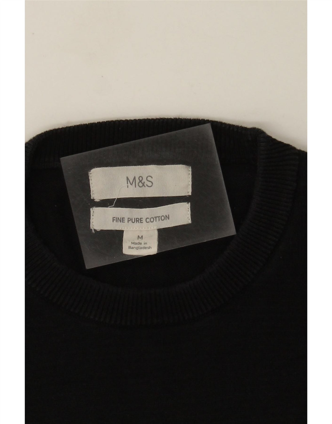 Suéter feminino Marks & Spencer com gola redonda, algodão preto médio