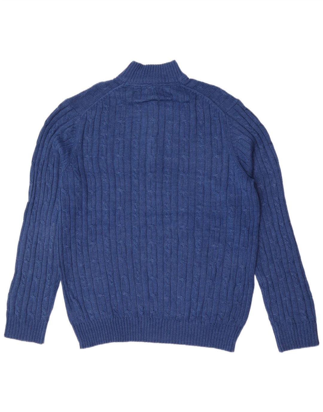 Suéter masculino Izod com zíper e gola grande de algodão azul