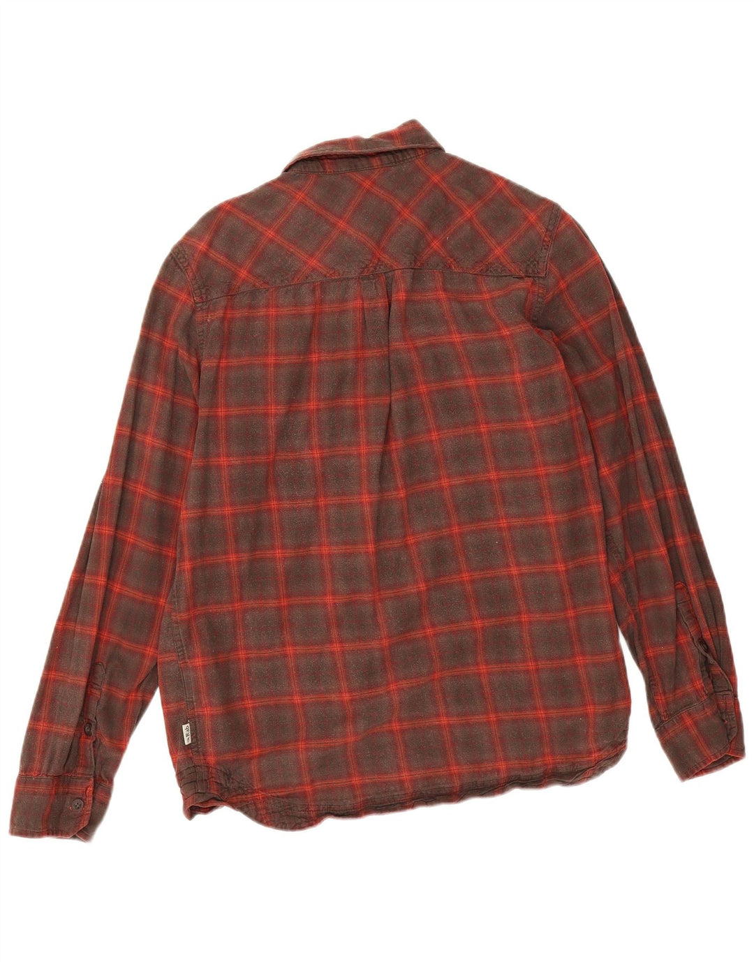 Camisa masculina de flanela Rab de algodão xadrez vermelho médio