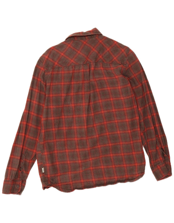 Camisa masculina de flanela Rab de algodão xadrez vermelho médio
