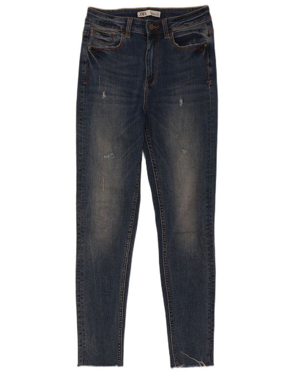 Calça jeans skinny feminina Zara EU 36 XS W26 L28 azul algodão