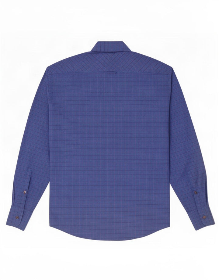 Camisa masculina Ben Sherman de algodão xadrez azul médio