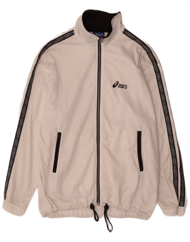 Asics Mens Tracksuit Top Jacket Grande Branco Colourblock Poliéster