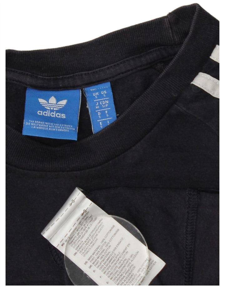 Adidas Mens Camiseta Top Pequeno Algodão Azul Marinho