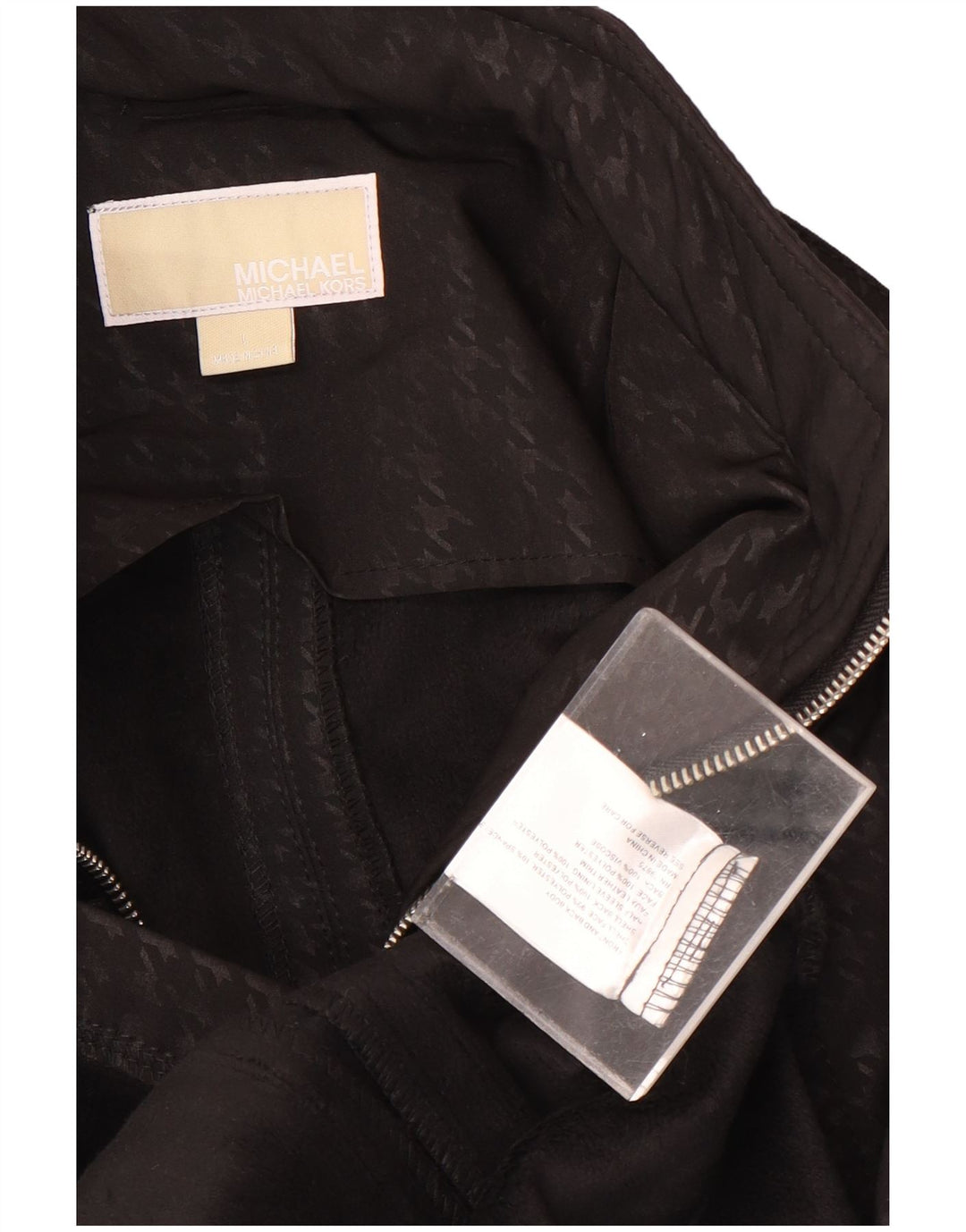Jaqueta militar feminina Michael Kors Reino Unido 16 grande poliéster preto Houndstooth