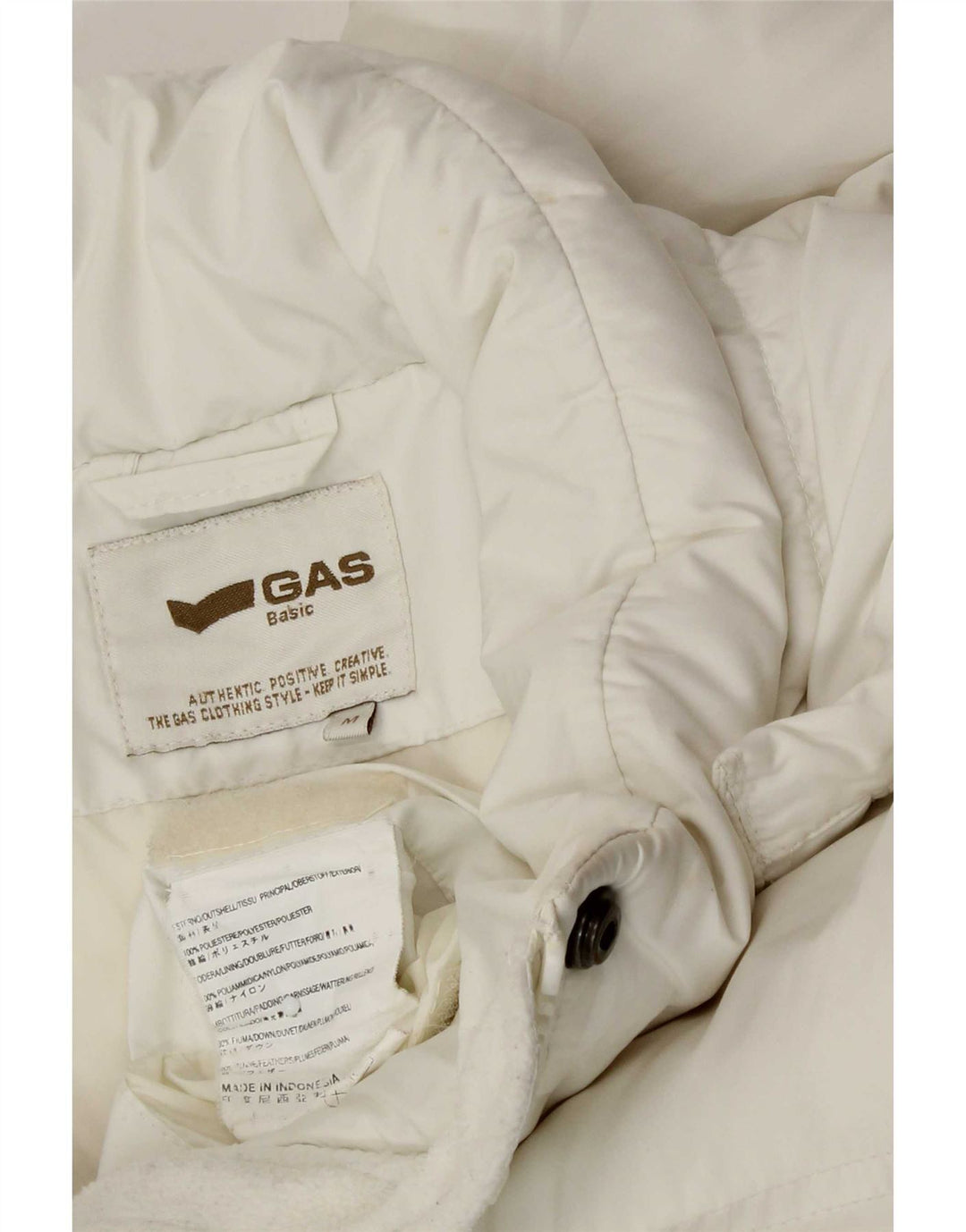 Casaco acolchoado com capuz feminino Gas UK 14 poliéster branco médio