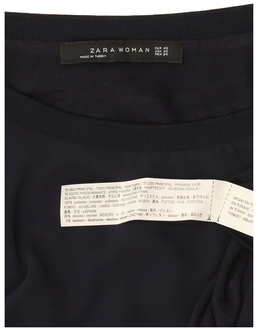 Blusa oversized feminina Zara UK 6 XS azul marinho viscose