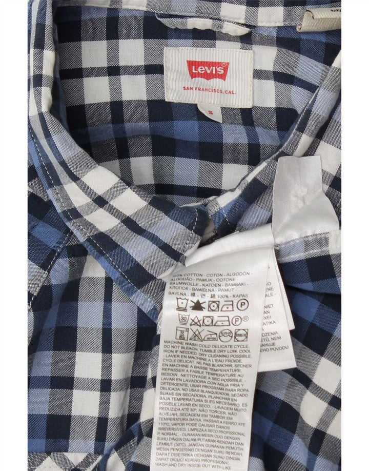 Camisa masculina Levi's pequena xadrez azul algodão