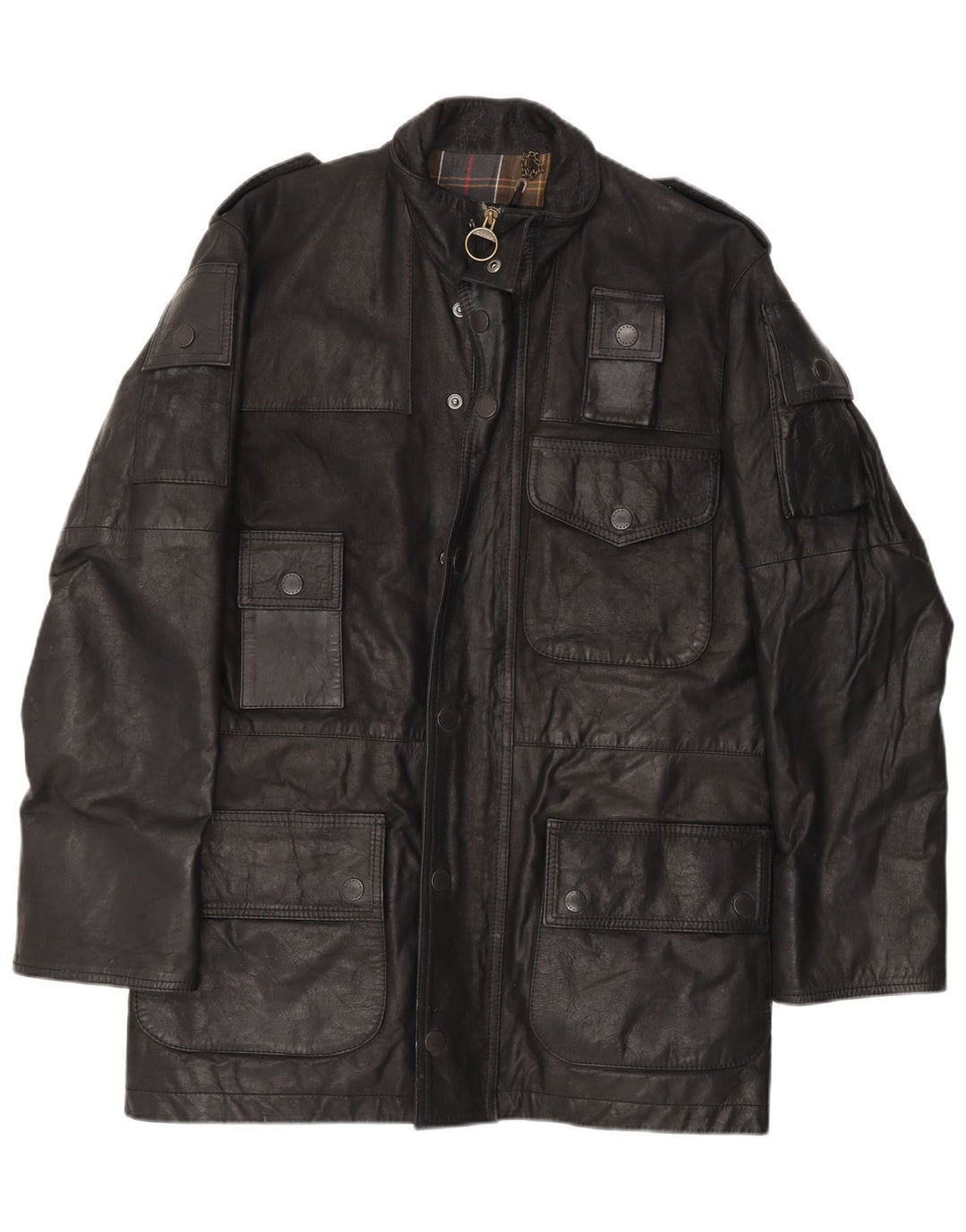 Jaqueta de couro militar masculina Barbour Reino Unido 36 couro preto pequeno