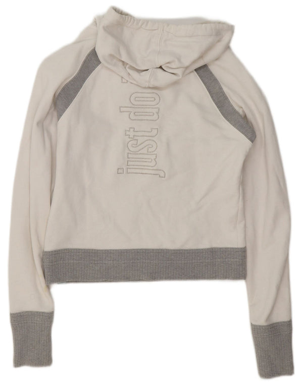 Nike Womens Crop Graphic Hoodie Jumper UK 10/12 Medium White Colourblock