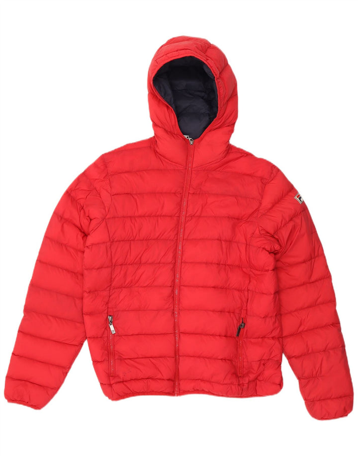Jaqueta masculina acolchoada com capuz FILA UK 38 poliéster vermelho médio