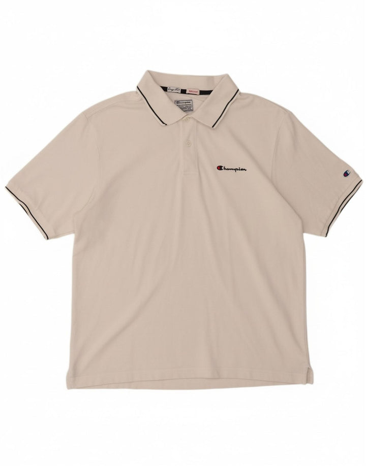 CAMPEÃO Camisa polo masculina Easy Fit médio algodão branco