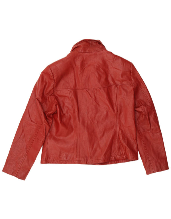 Jaqueta blazer feminina vintage de couro com 4 botões IT 44 couro vermelho médio