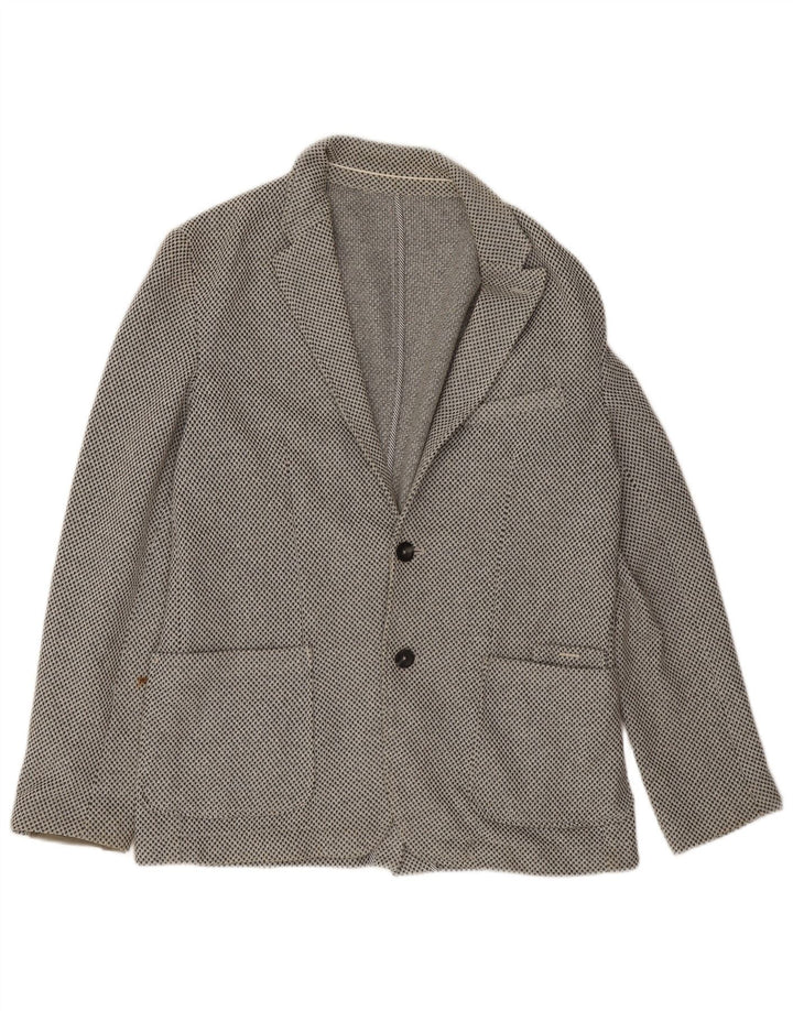 Jaqueta blazer masculina Zara com 2 botões EU 50 poliéster cinza médio